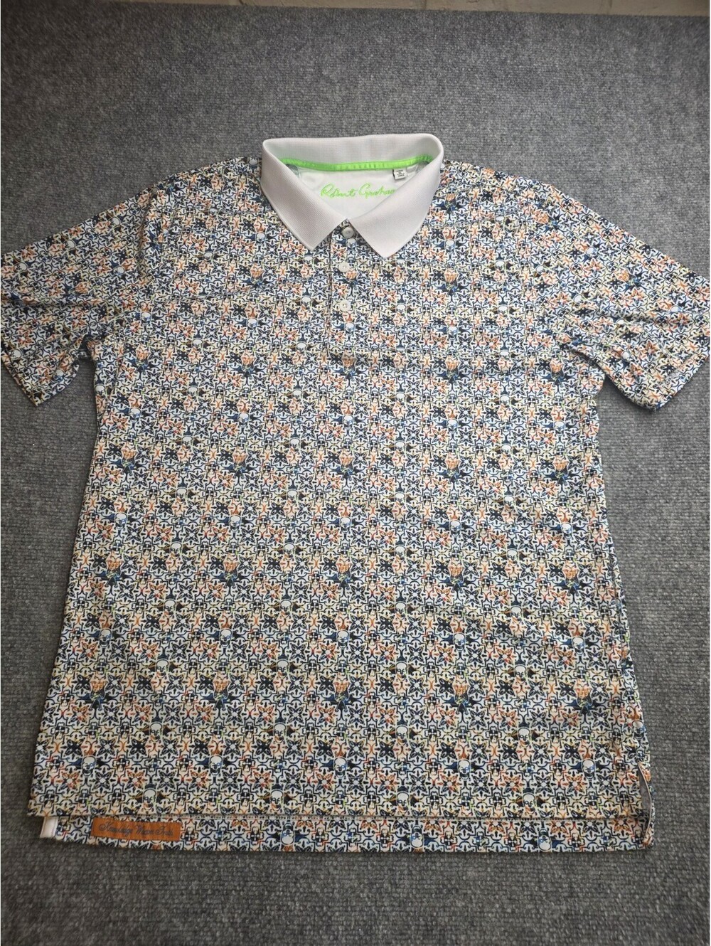 Robert Graham Polo Shirt NWOT Mosaic Spanish Tile Sugar Skull Day of Dead Large
